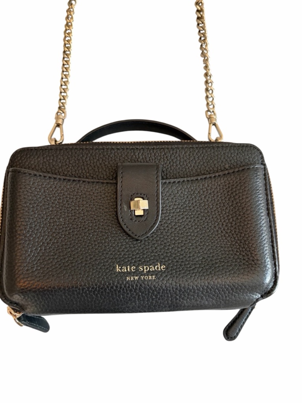 Kate Spade Hudson black pebble leather double zip crossbody - Picture 3 of 12